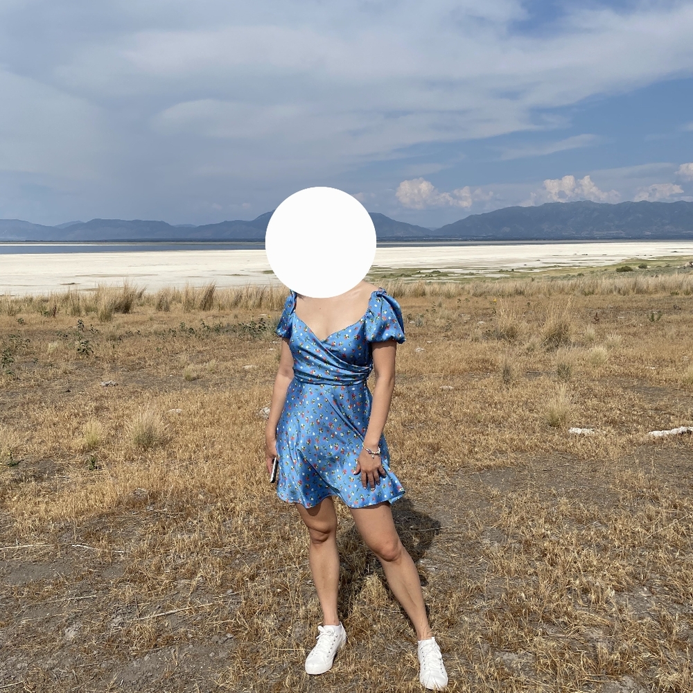 Blue Zara Mini Dress Blue Flower Pattern